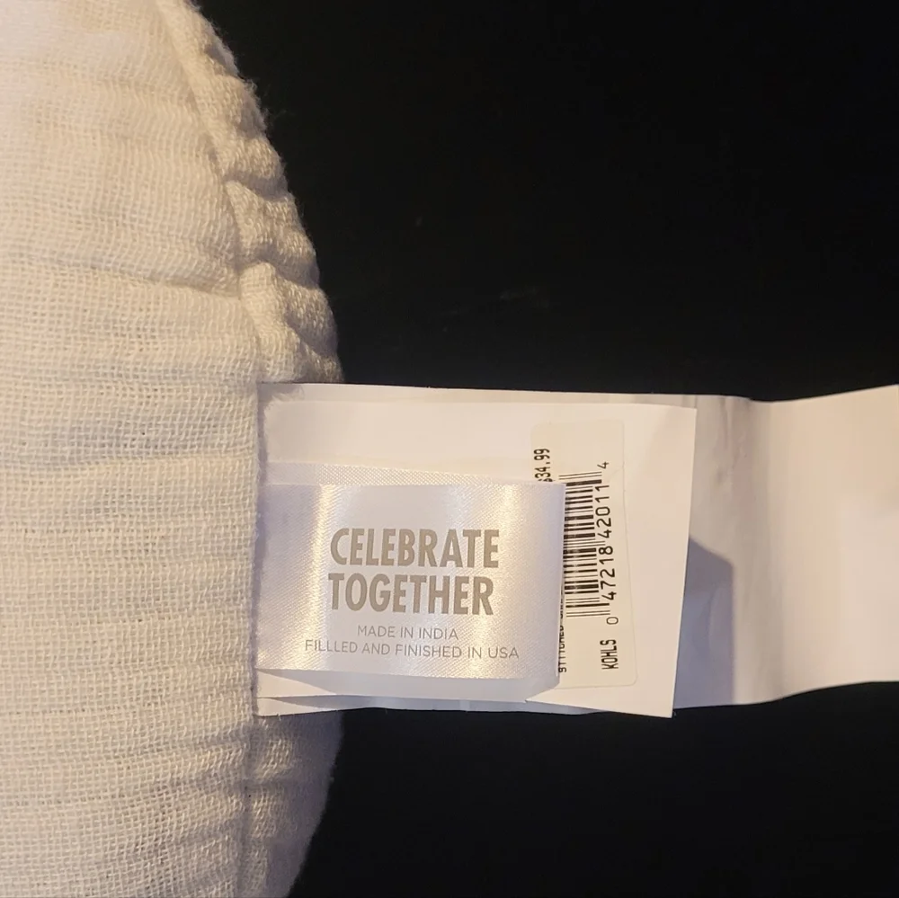 Celebrate Together Ghost-Shaped Cream Linen Medium Pillow With 100% Cotton Cover
